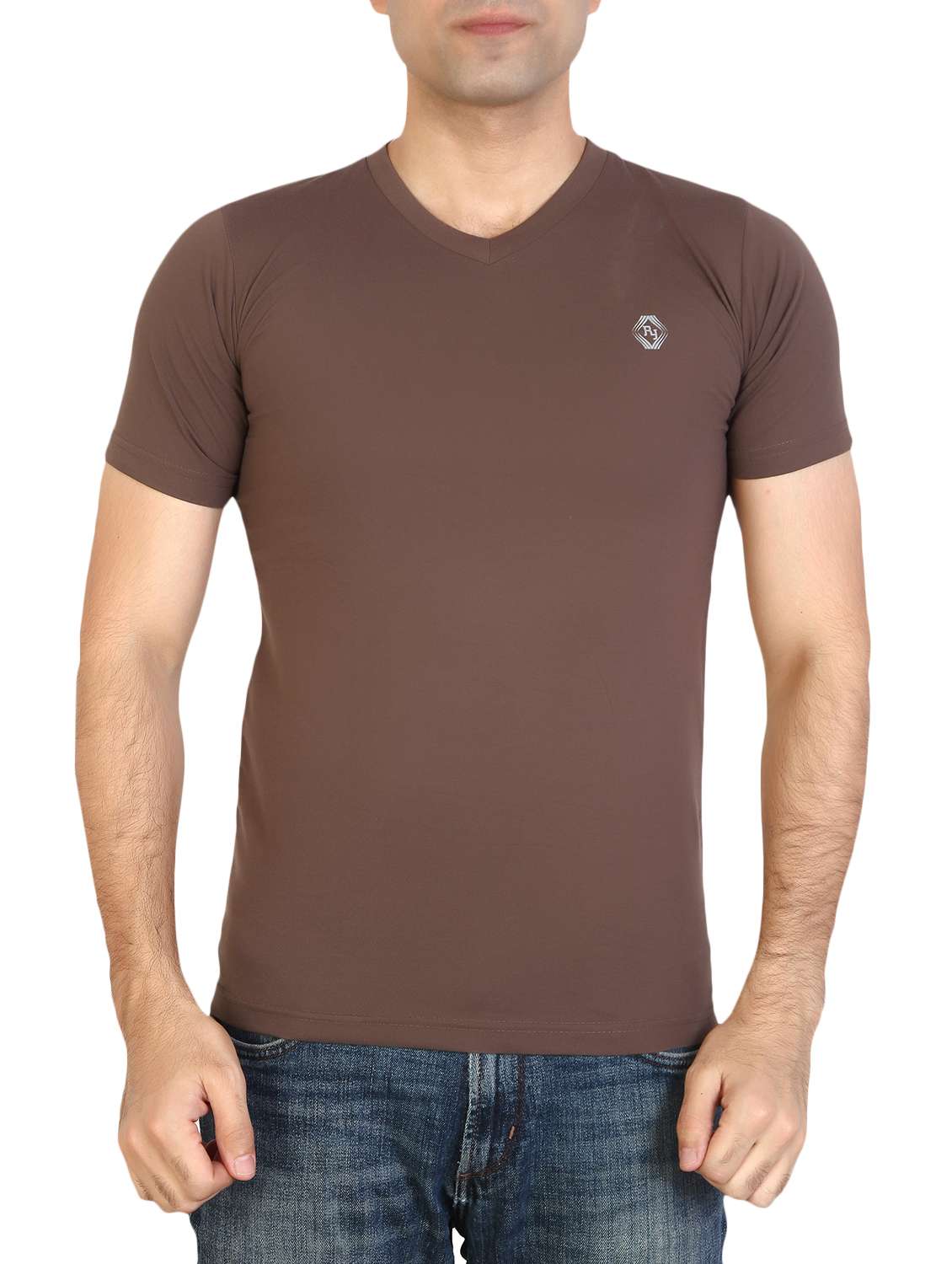 brown cotton blend t-shirt