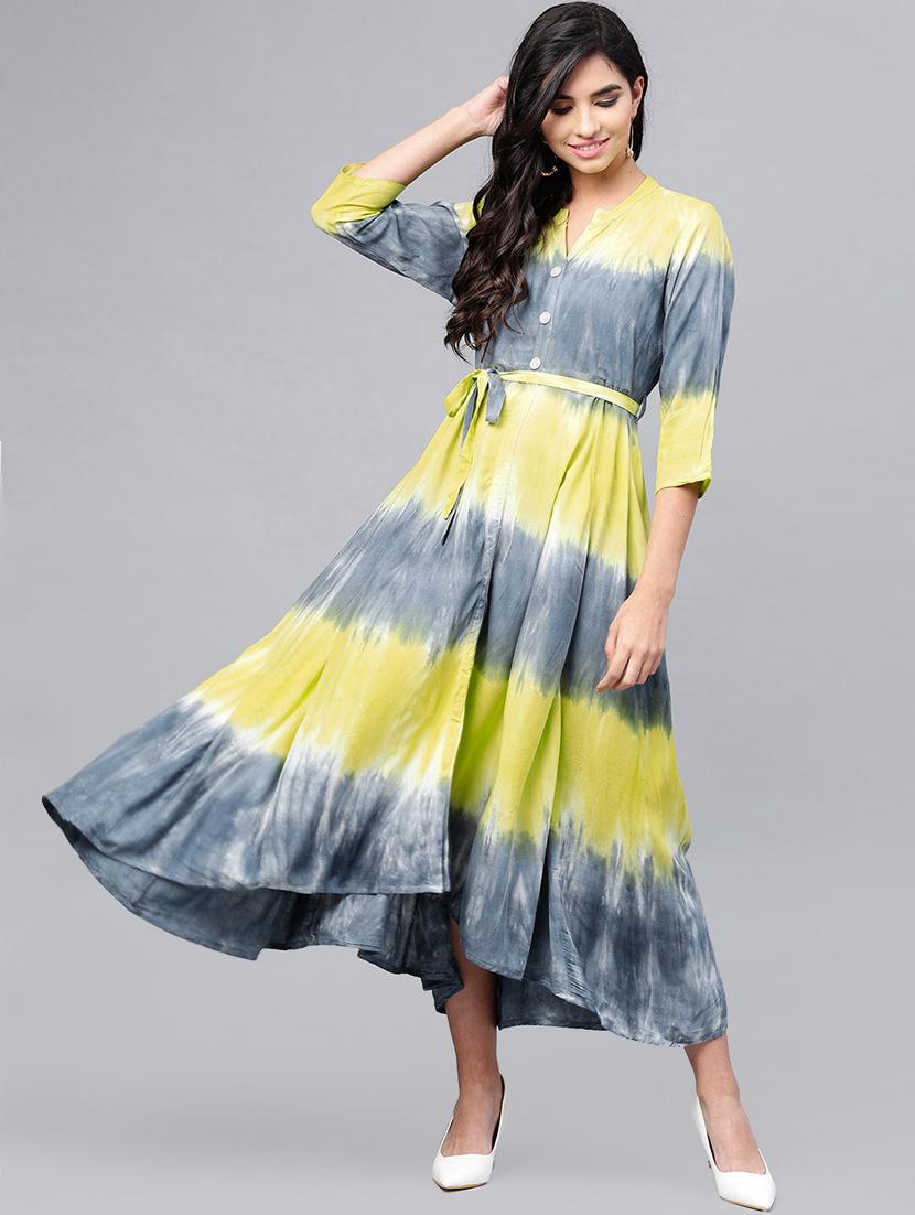 tie & dye flared dress with belt - 15894323 - Zoom Image - 0