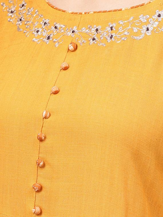 a-line embroidered bell sleeves dress - 15894336 - Standard Image - 3