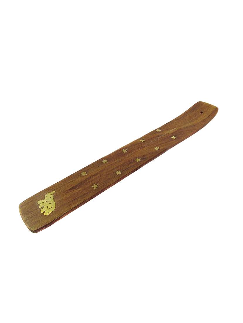 wooden incense stick holder with brass work