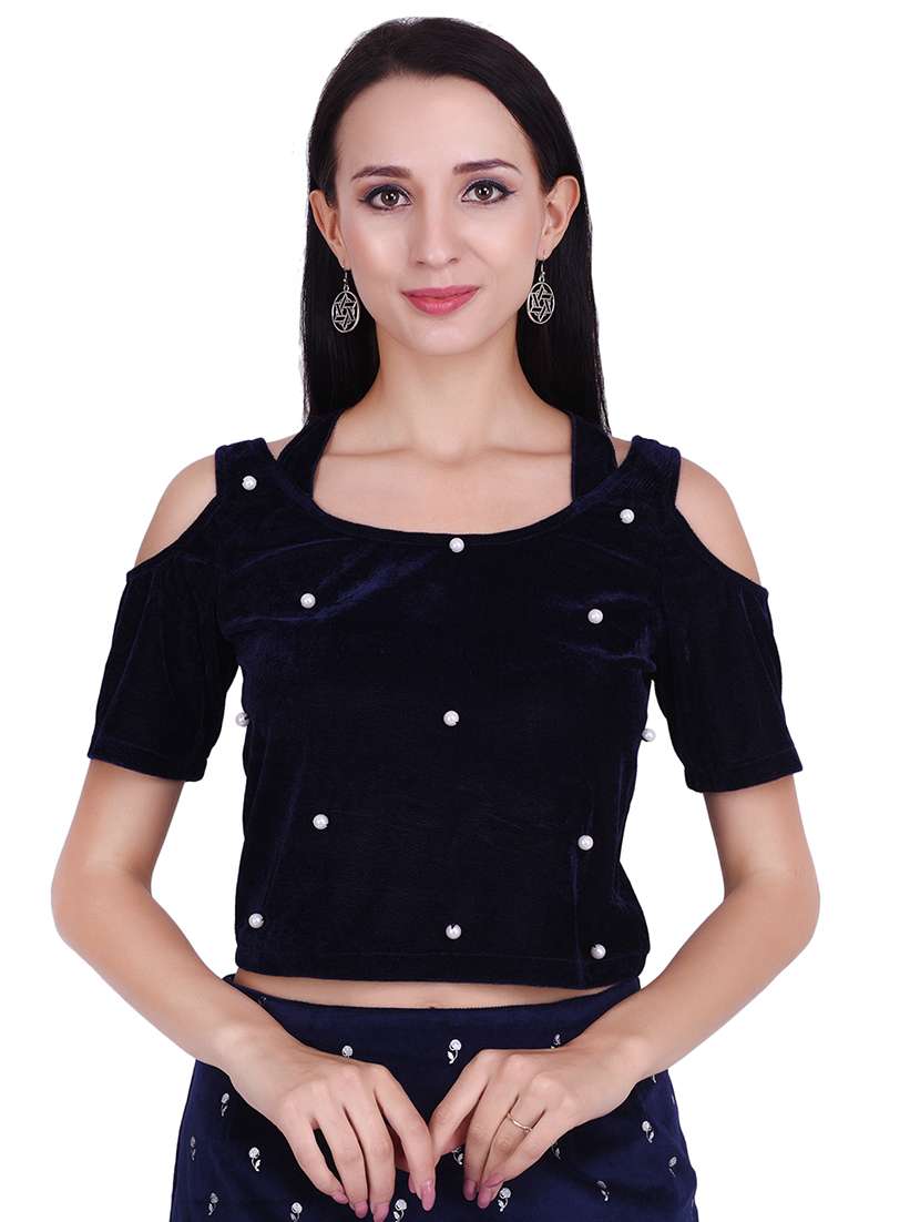 pearl embellished tie back top
