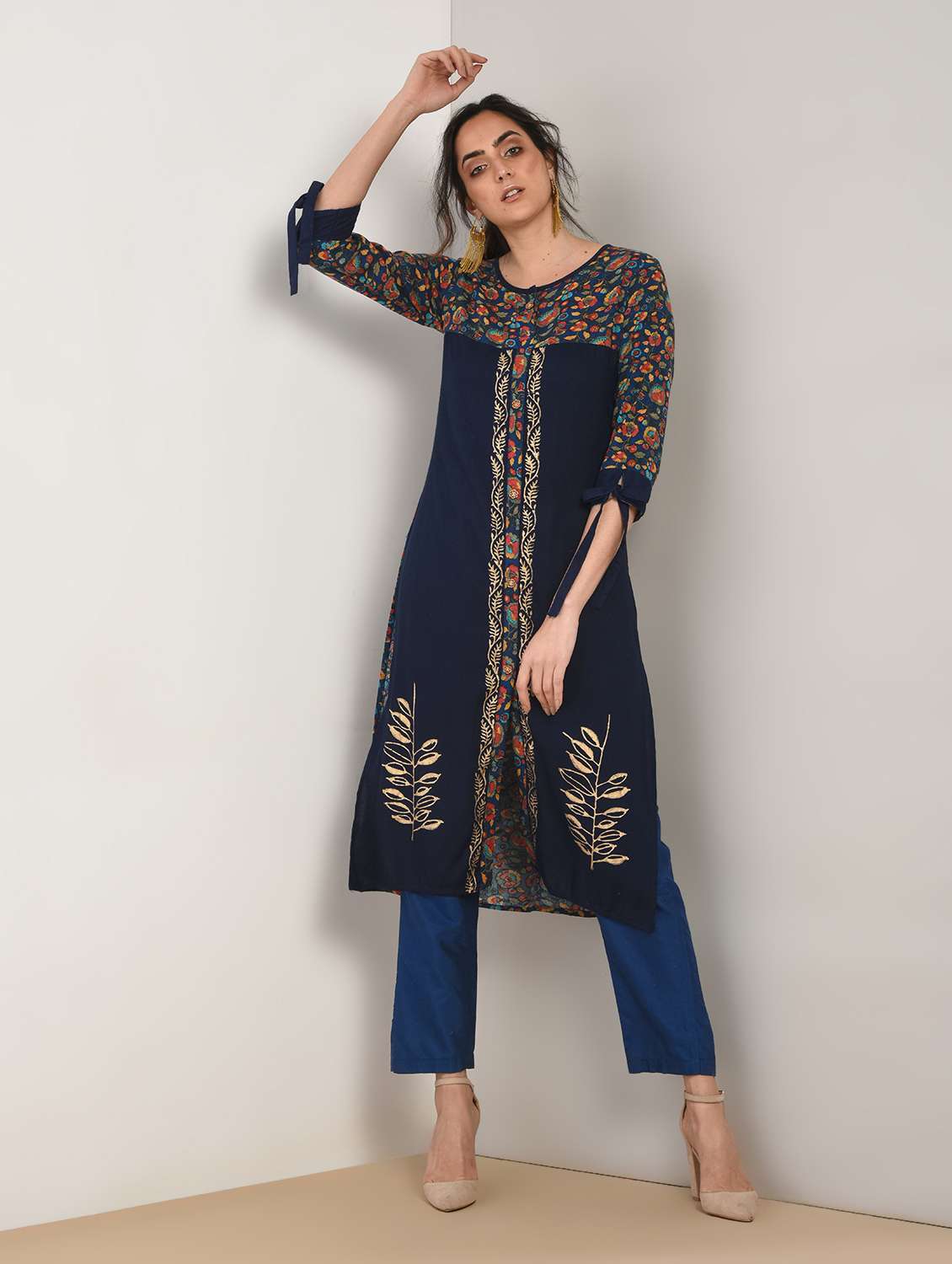 kalamkari printed straight kurta