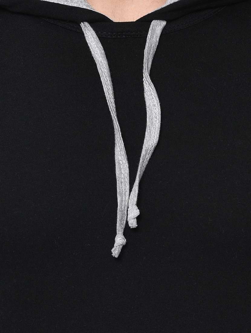 black cotton hooded t-shirt - 15898222 -  Standard Image - 3