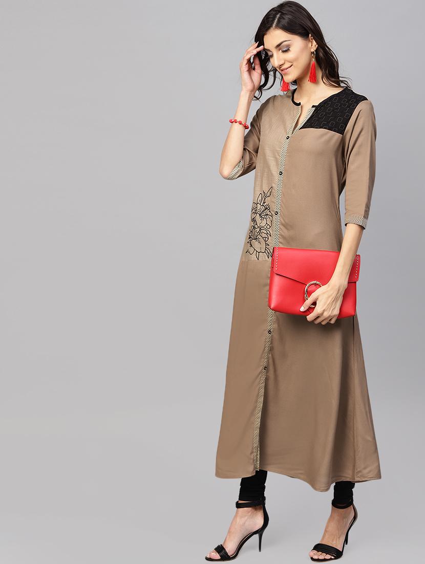 color block a-line kurta - 15901530 - Standard Image - 3