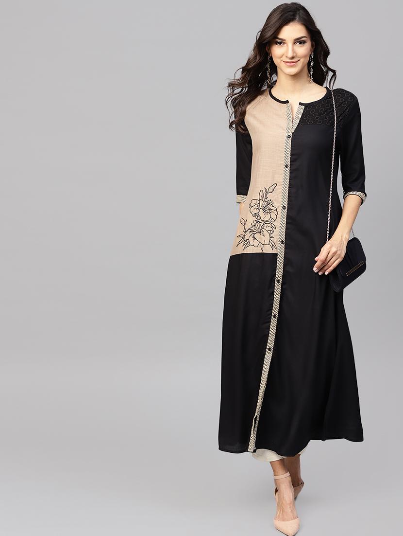 color block a-line kurta - 15901531 - Standard Image - 3