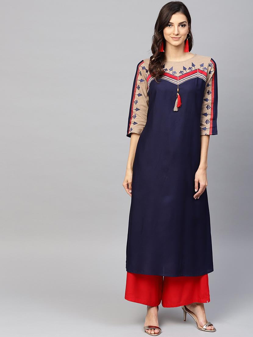 embroidered a-line kurta - 15901535 - Zoom Image - 0