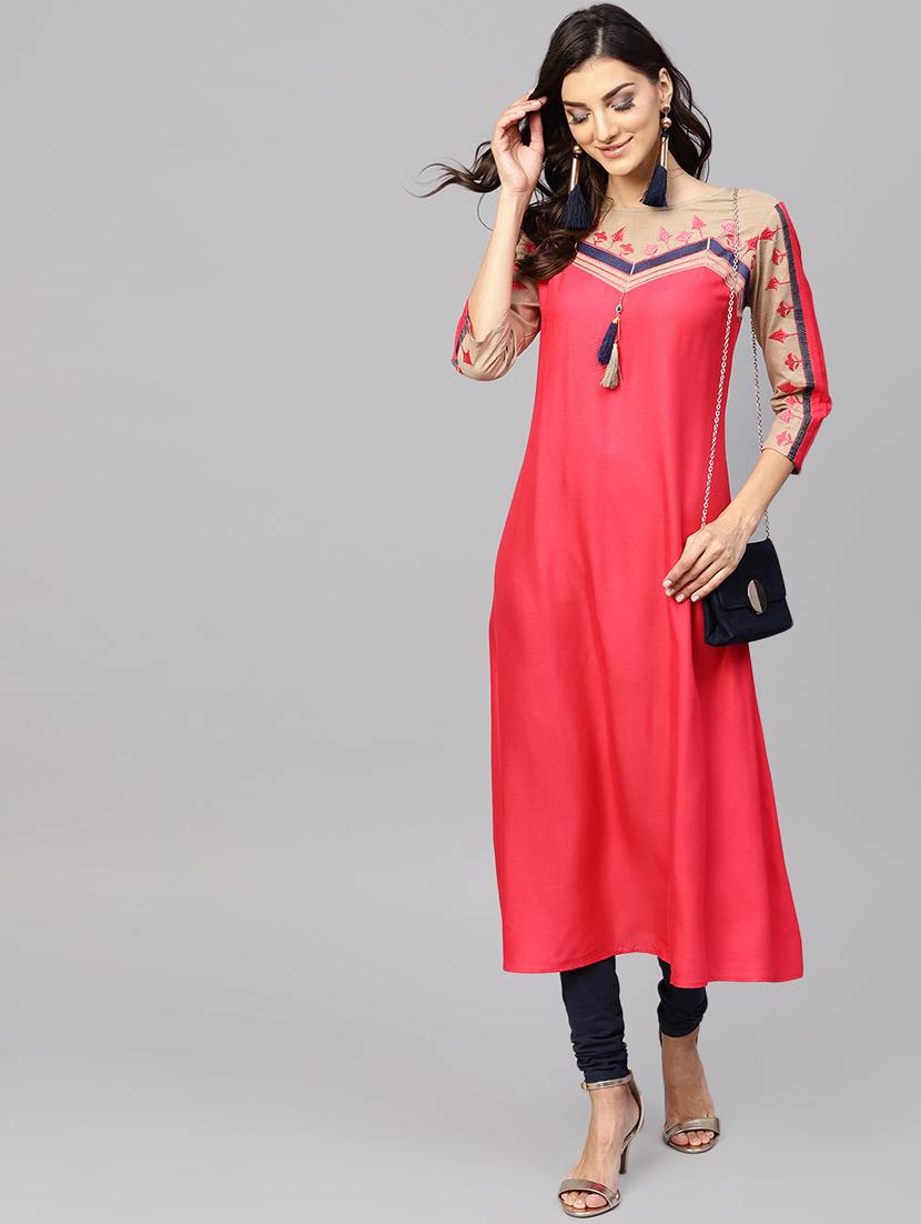 a-line embroidered kurta - 15901536 - Zoom Image - 0