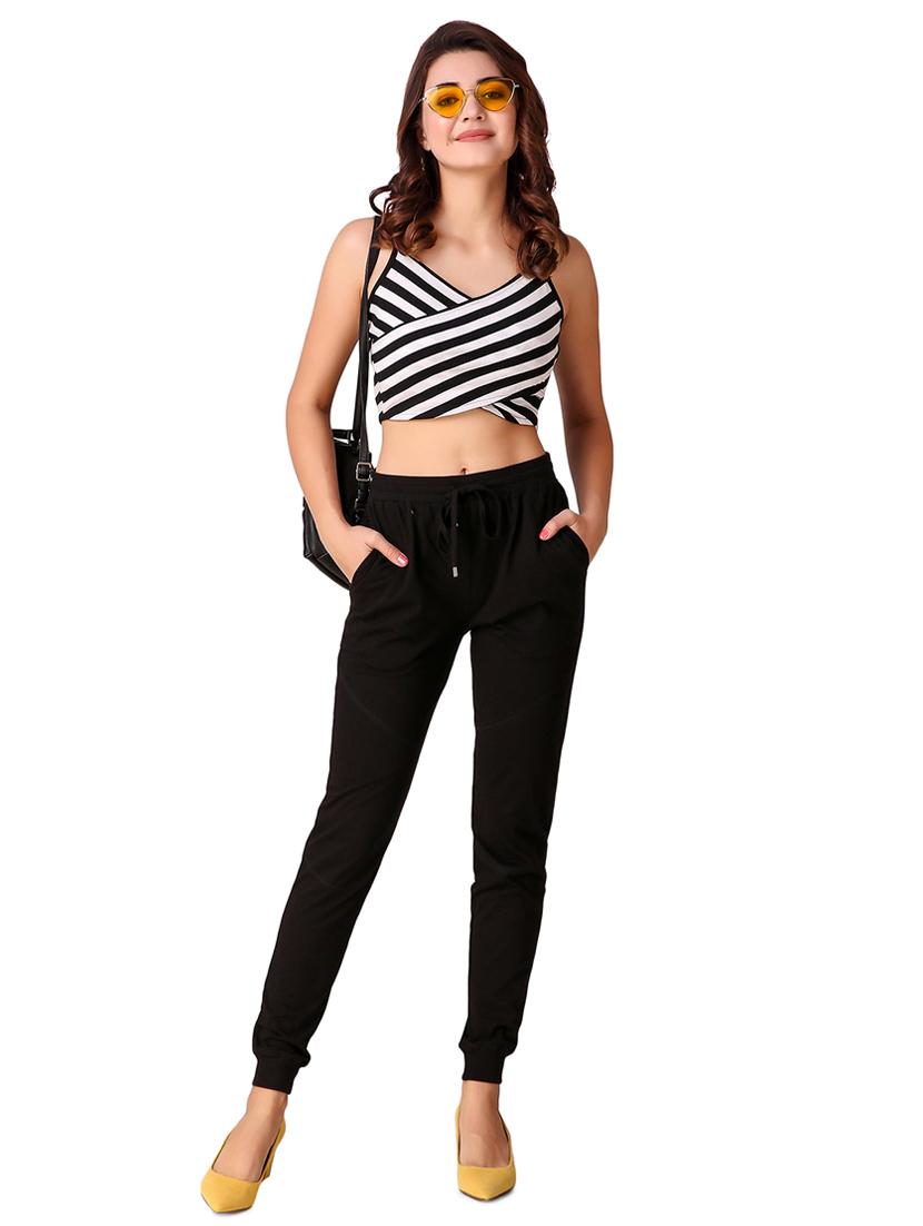crossover striped crop top & jogger set - 15901573 - Standard Image - 3