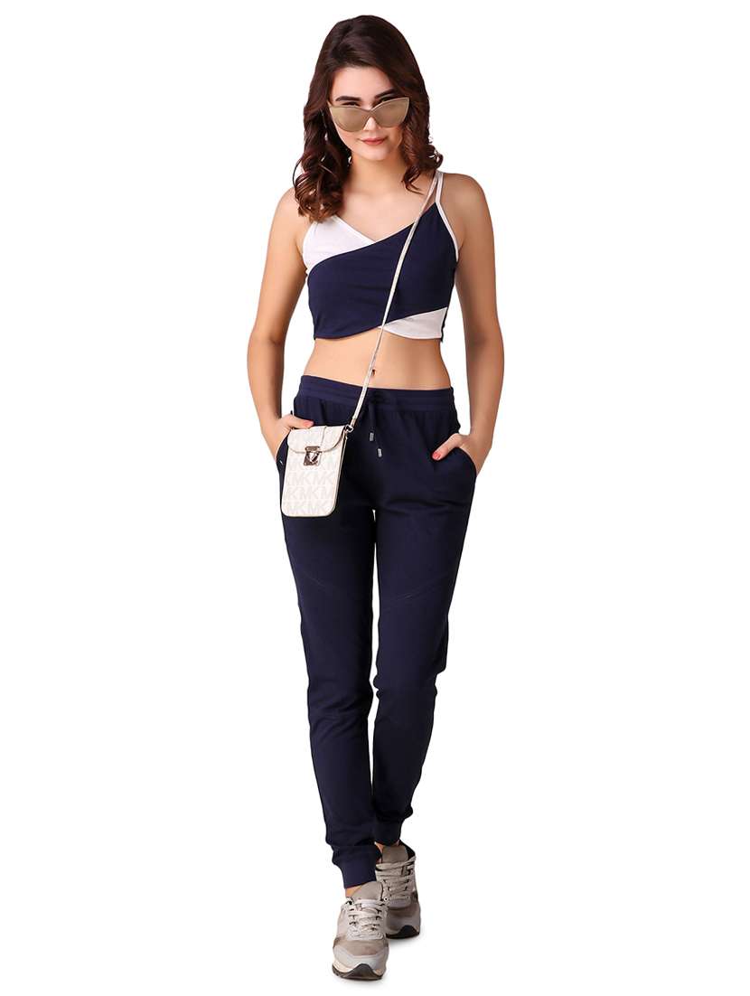 crossover crop top & jogger set - 15901583 -  Zoom Image - 0