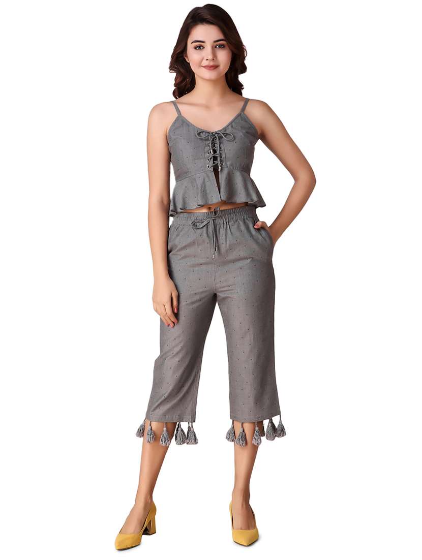 lace up detail peplum top - 15903243 - Standard Image - 3