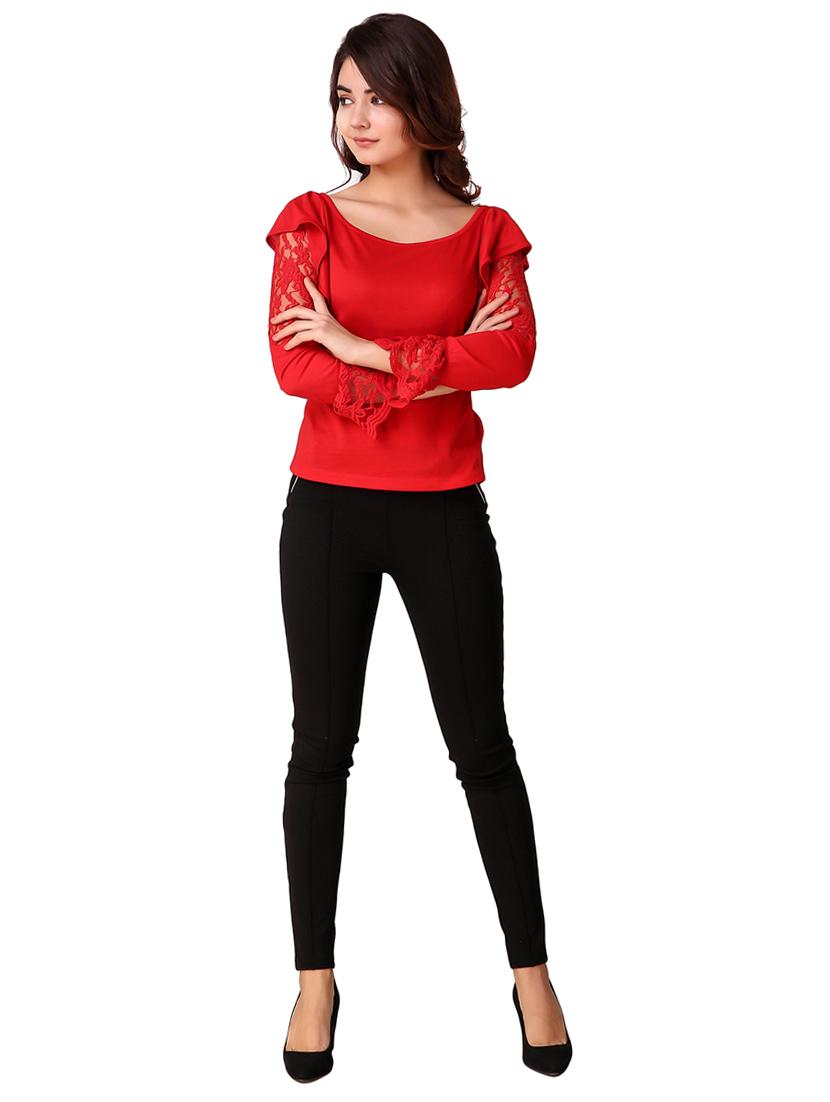 lace paneled bell sleeved top - 15903258 - Standard Image - 3