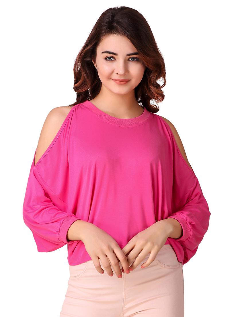 crew neck cold shoulder top - 15903273 -  Zoom Image - 0