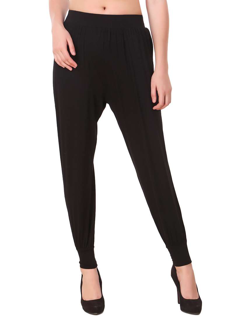 black solid harem pants - 15906885 - Zoom Image - 0