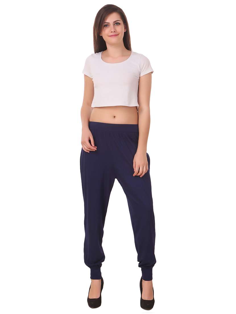 navy blue solid harem pants - 15906889 -  Standard Image - 3