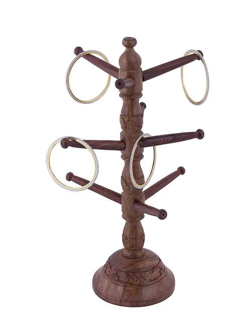 desi karigar sheesham wood carved bangle stand - 15909151 - Standard Image - 0