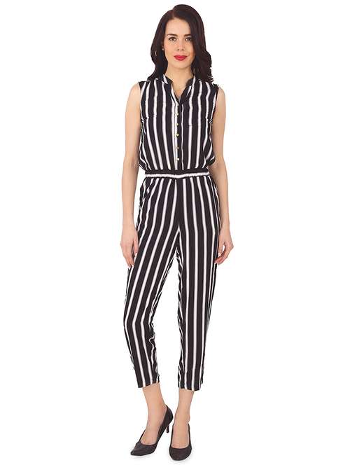 striped elasticated waist jumpsuit - 15909683 - Standard Image - 0