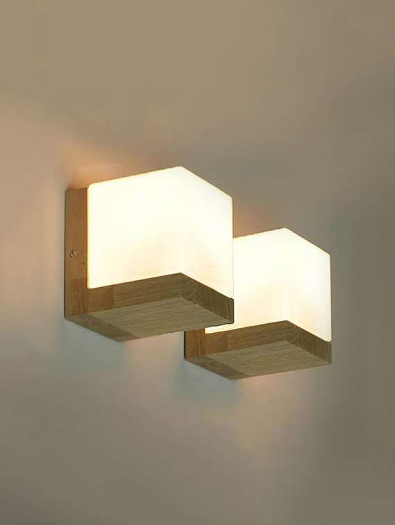 lakshya colorful decortive scone glass wall lamp light with stylish wooden fitting(set of two) dx19