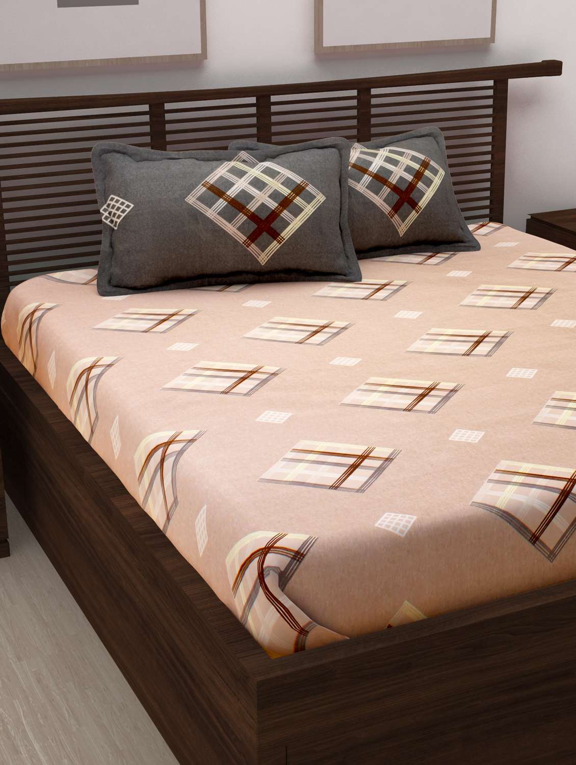 Buy online 120tc Cotton Double Bedsheet With 2 Pillow Covers from Bed