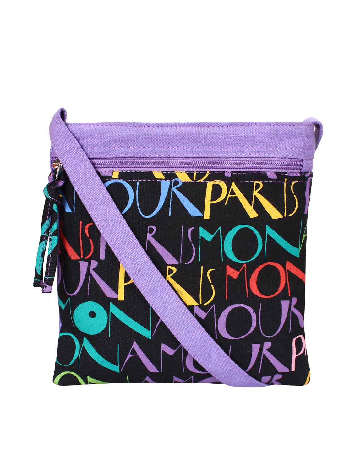 purple canvas printed sling bag - 15912366 - Zoom Image - 0