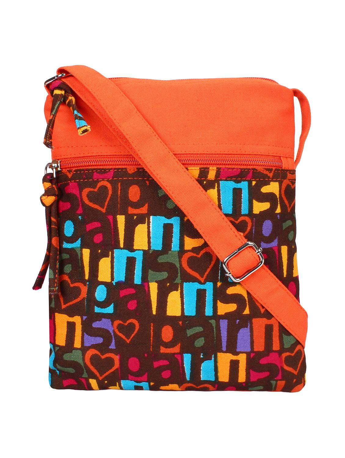 orange canvas printed sling bag - 15912373 - Zoom Image - 0