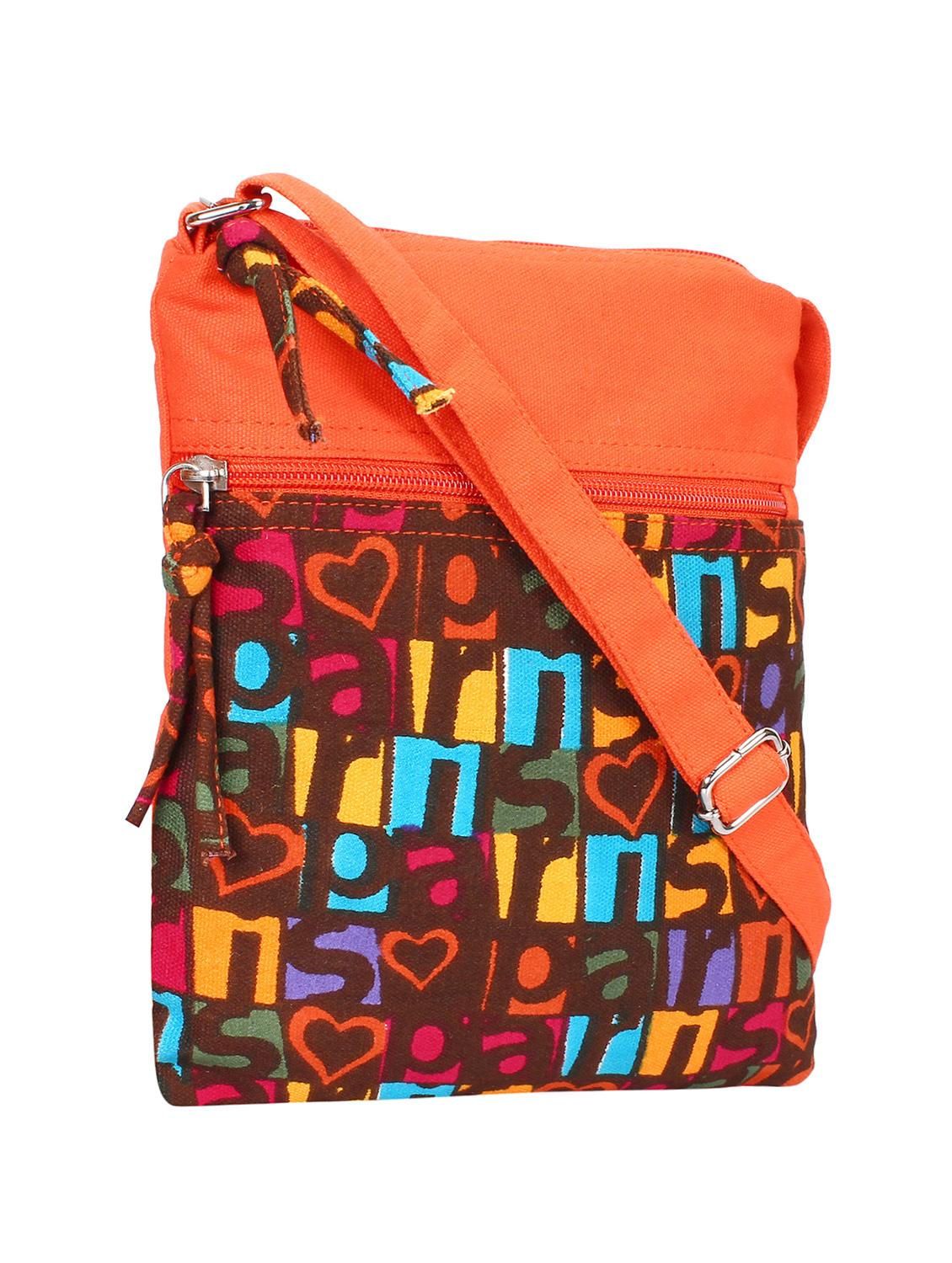 orange canvas printed sling bag - 15912373 - Standard Image - 3