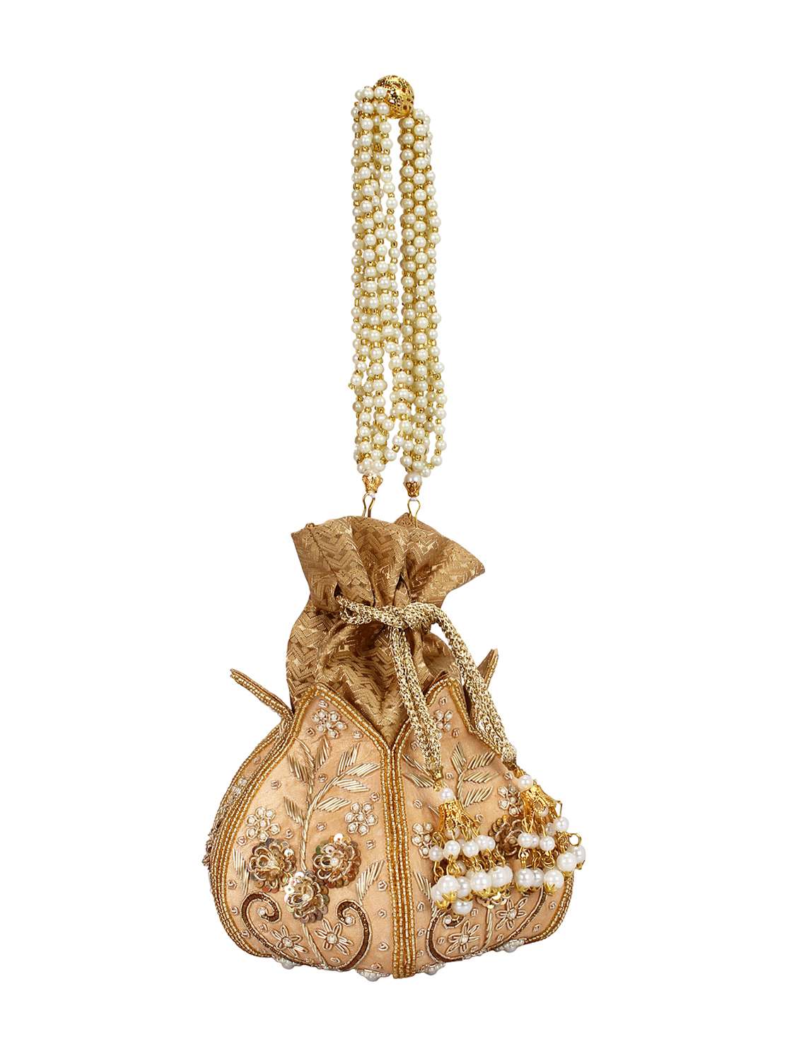 gold cotton polyester blend ethnic potli - 15912388 -  Standard Image - 3