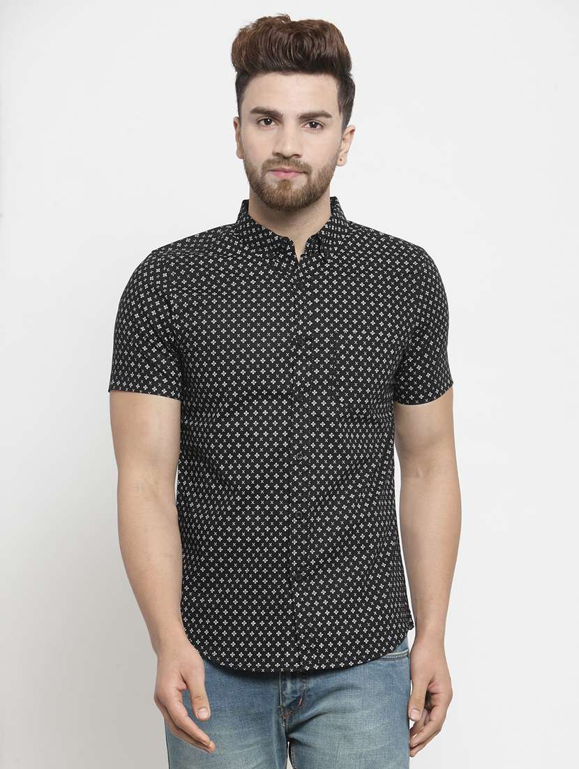 mens micro print casual shirt