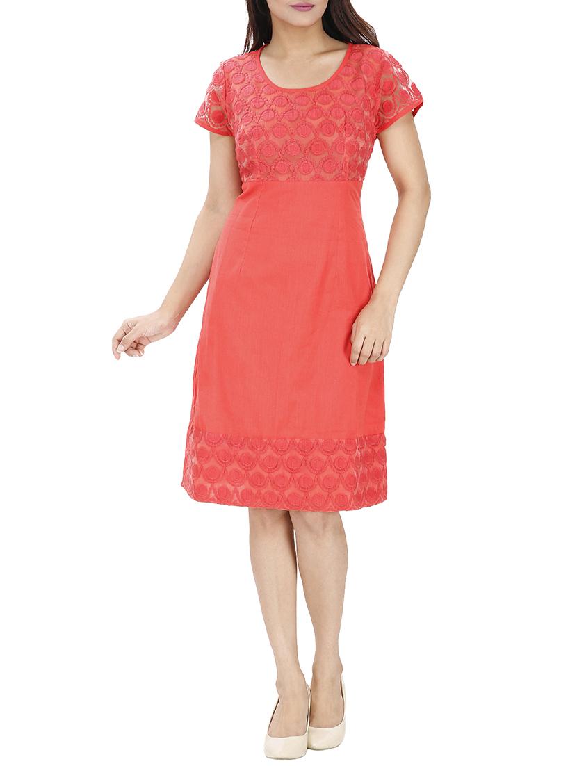 embroidered mesh a-line dress - 15912994 - Standard Image - 3