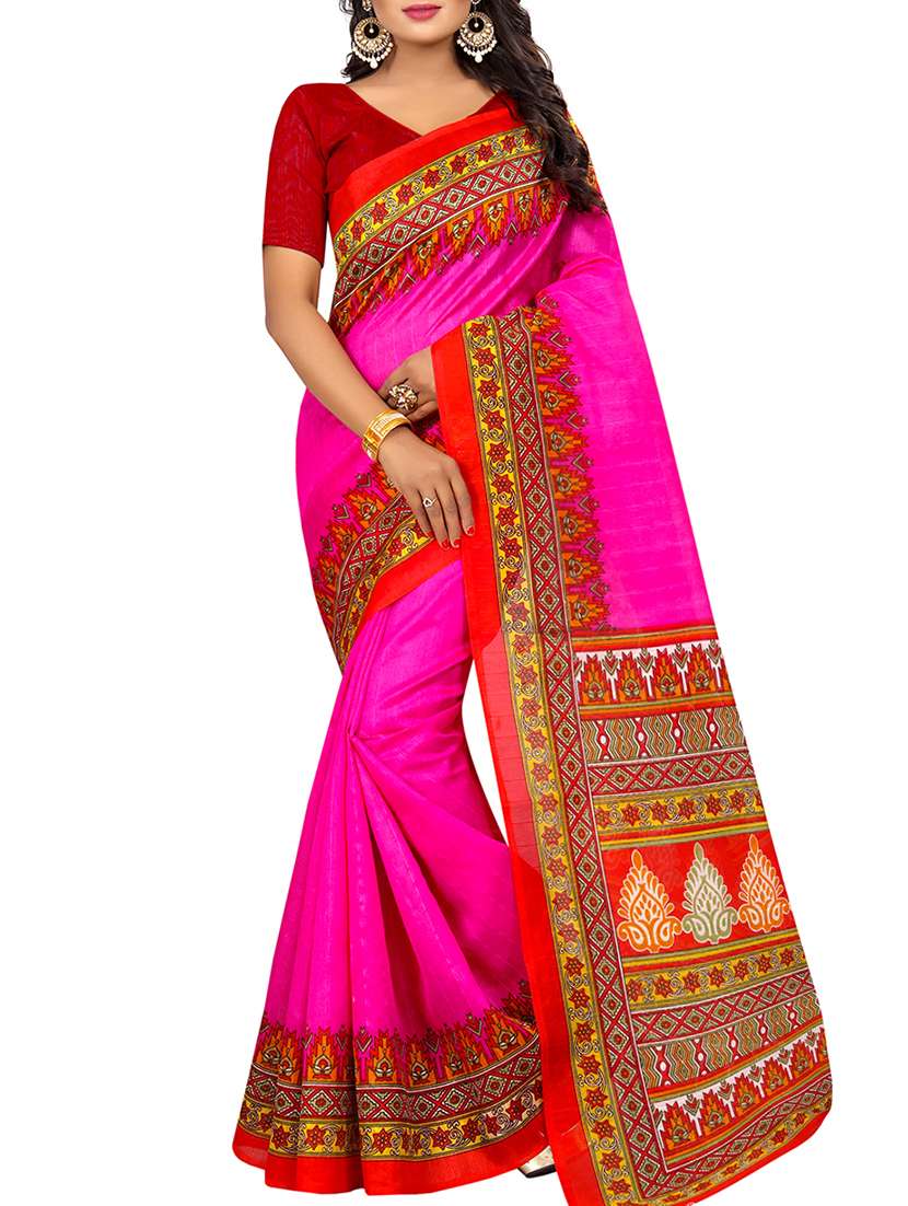 ethnic motif printed saree with blouse - 15913291 - Zoom Image - 0