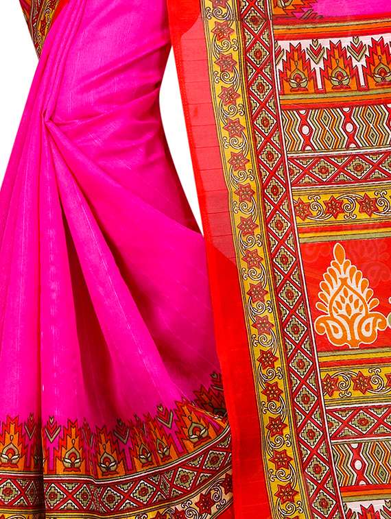 ethnic motif printed saree with blouse - 15913291 - Standard Image - 3