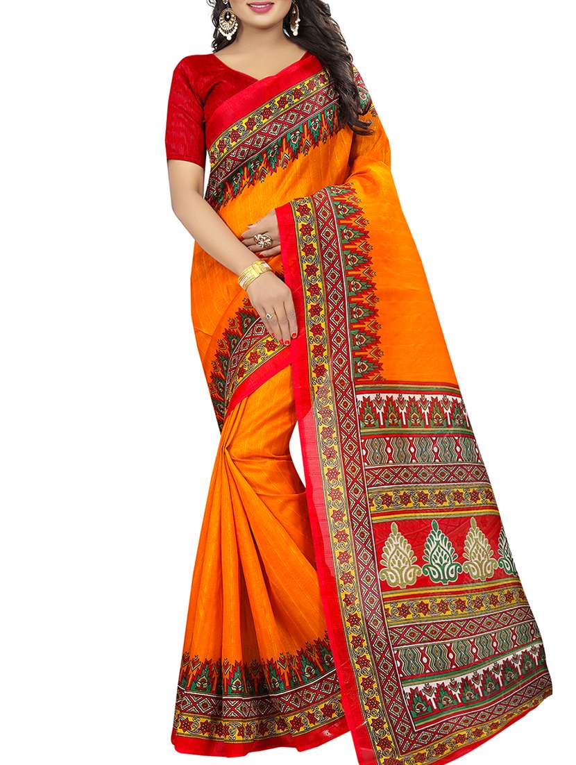 ethnic motif printed saree with blouse - 15913293 - Zoom Image - 0