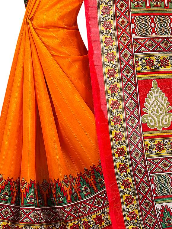 ethnic motif printed saree with blouse - 15913293 - Standard Image - 3