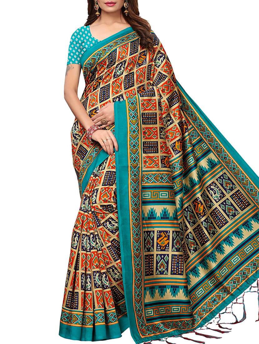 ethnic motif printed patola saree with blouse - 15913302 -  Zoom Image - 0