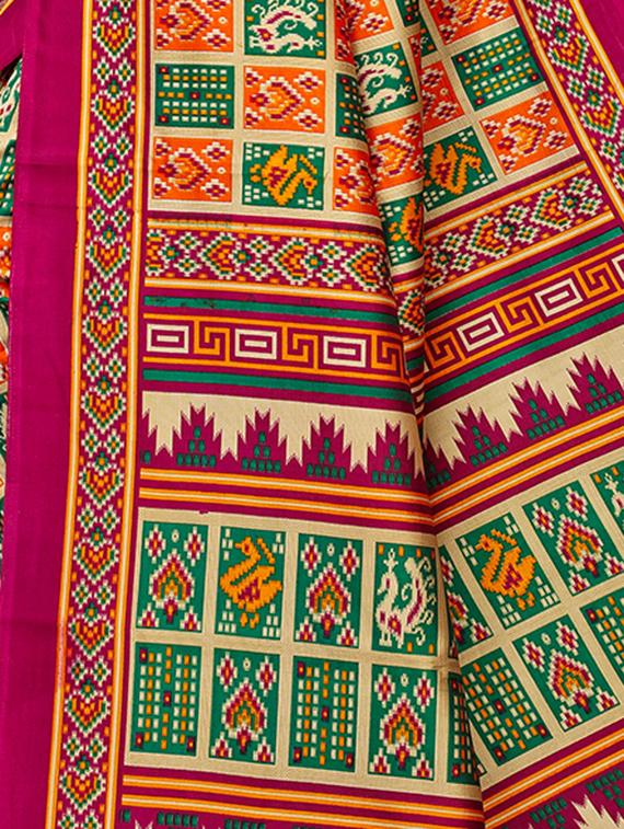 ethnic motif printed patola saree with blouse - 15913303 - Standard Image - 3