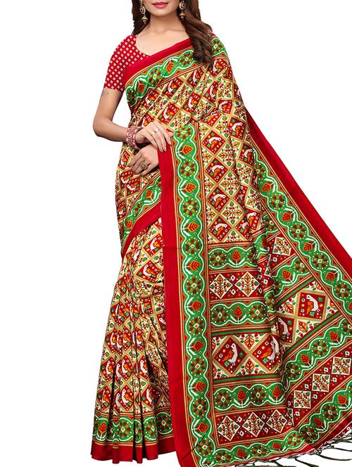 ethnic motif printed patola saree with blouse - 15913308 -  Standard Image - 0