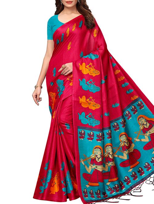 conversational printed saree with blouse - 15913322 - Standard Image - 0