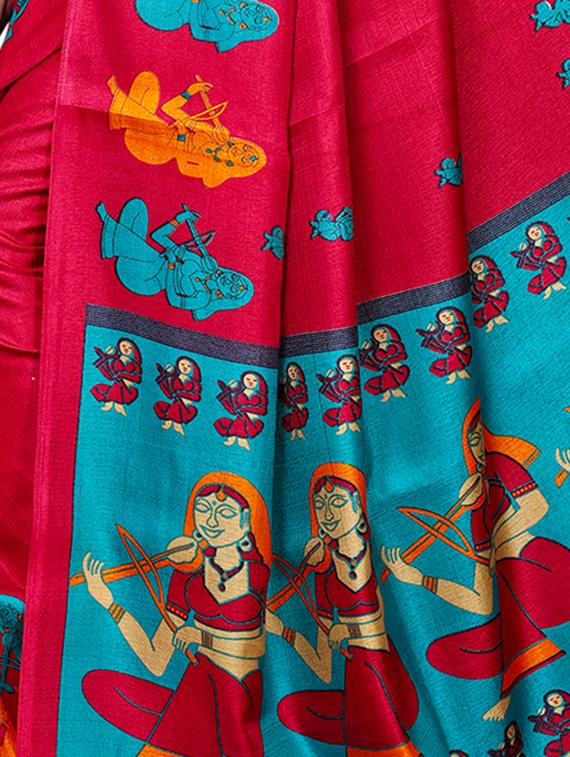 conversational printed saree with blouse - 15913322 - Standard Image - 3