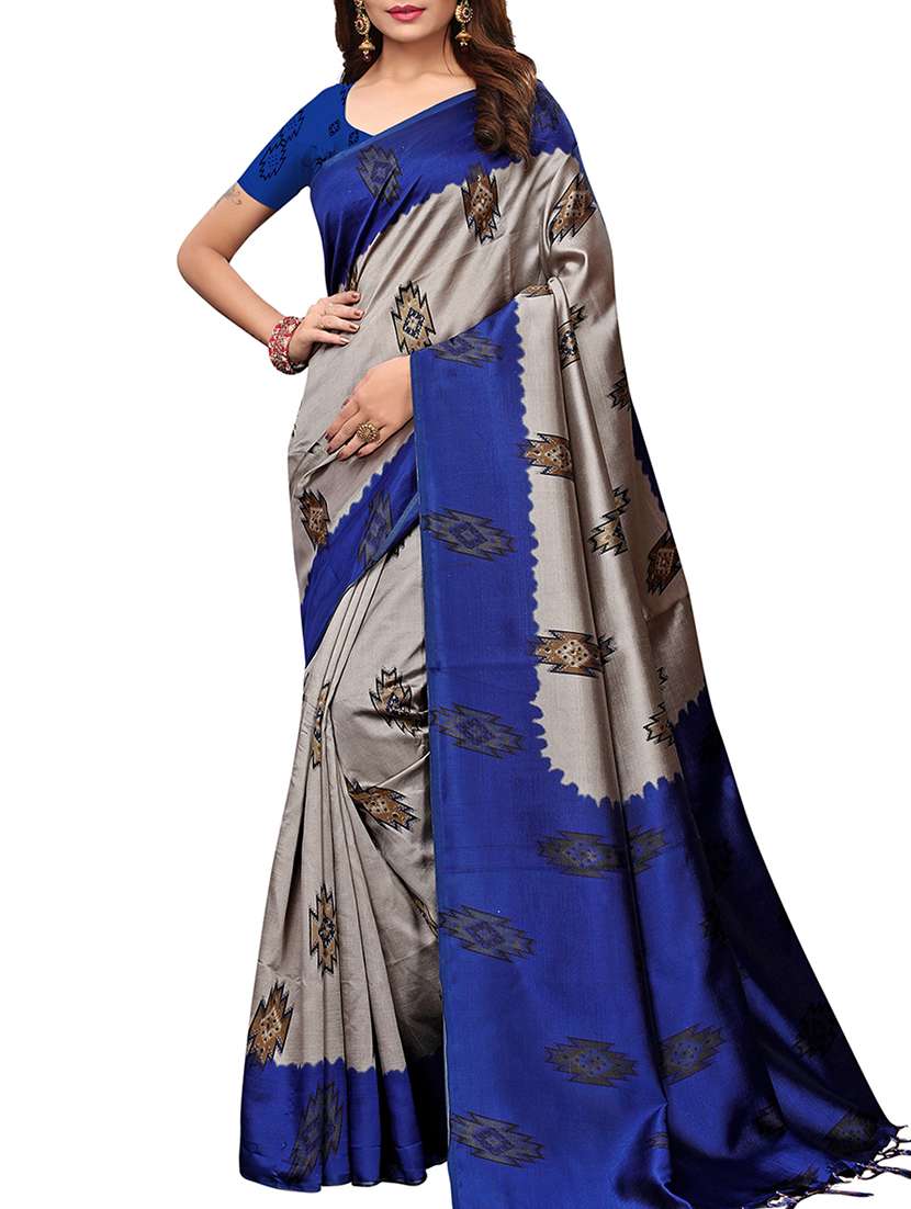 ethnic motif printed saree with blouse - 15913323 - Zoom Image - 0