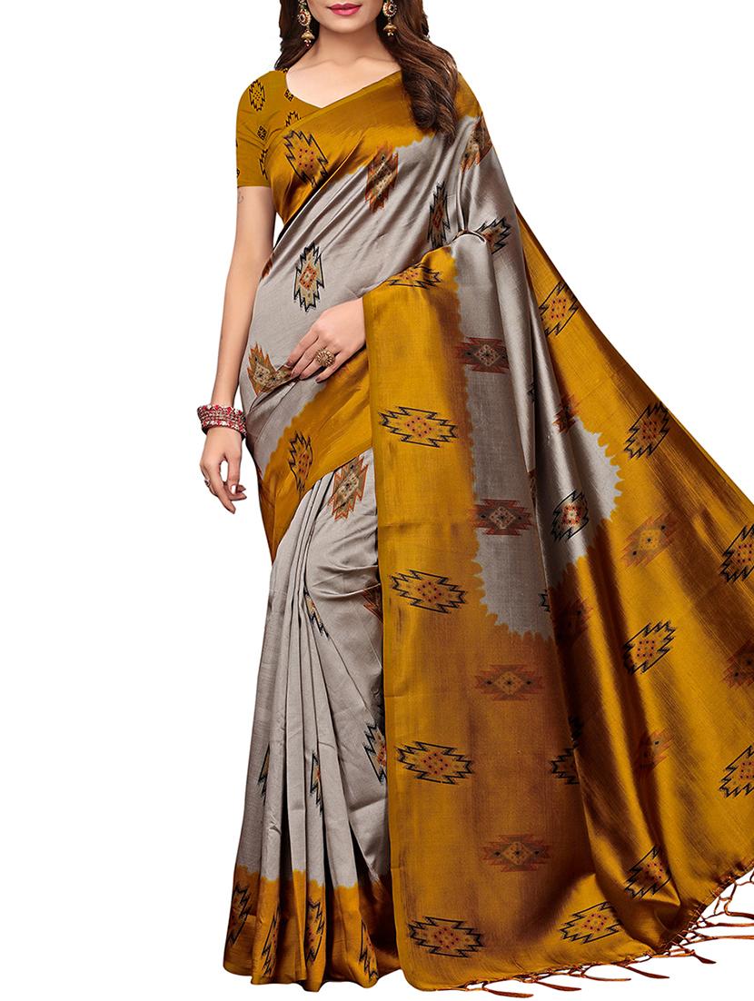 ethnic motif printed saree with blouse - 15913326 - Zoom Image - 0
