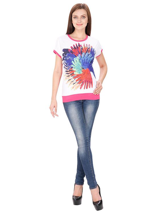 women's straight round neck top - 15916404 - Standard Image - 3