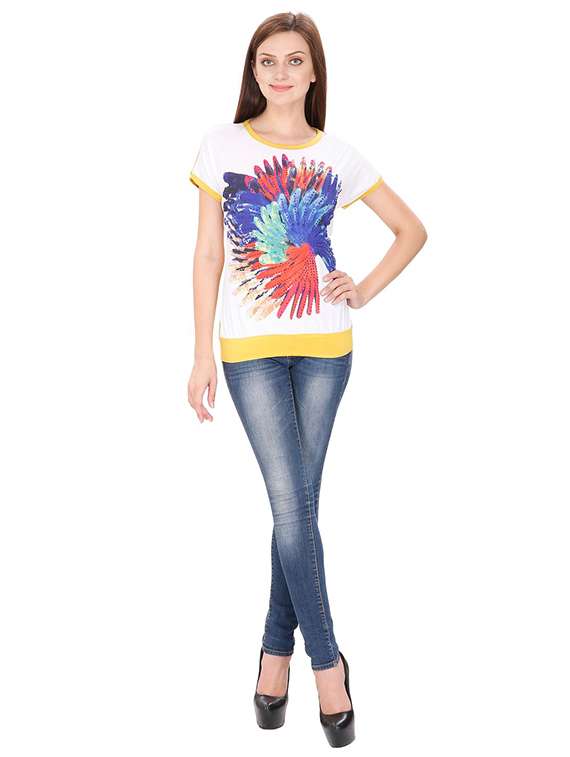 women's straight round neck top - 15916406 - Standard Image - 3