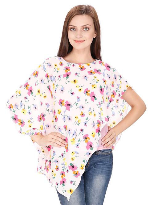 asymmetric floral overlay top - 15916430 - Standard Image - 0