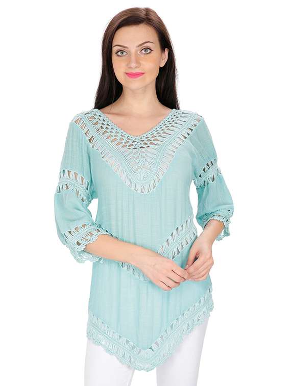v-neck crochet tunic - 15916438 - Zoom Image - 0