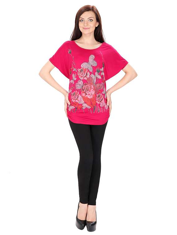 lace paneled graphic print top - 15916450 - Standard Image - 3