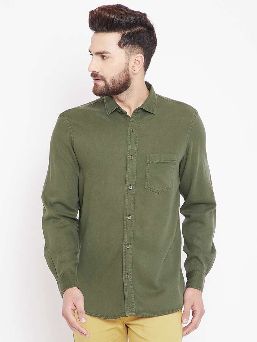 green solid casual shirt - 15916827 - Zoom Image - 0
