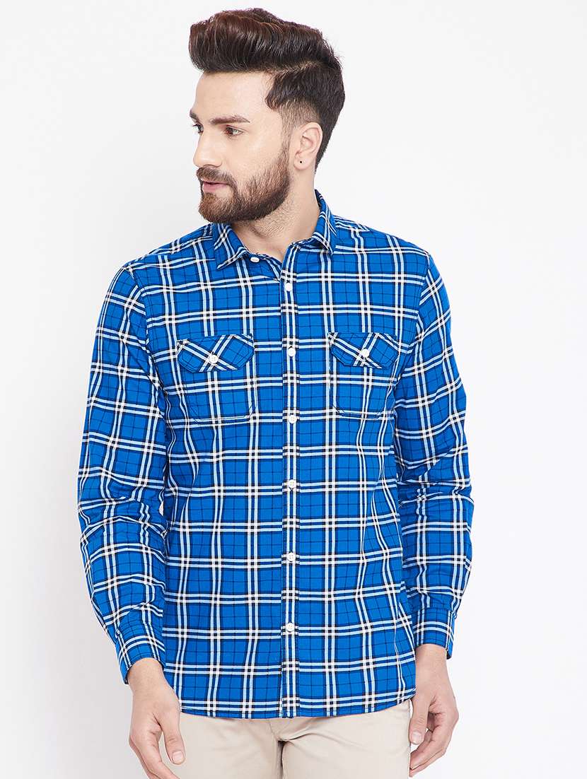 blue checkered casual shirt - 15916834 - Zoom Image - 0