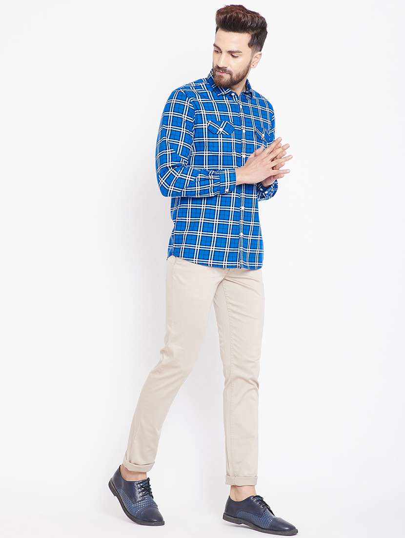 blue checkered casual shirt - 15916834 - Standard Image - 3