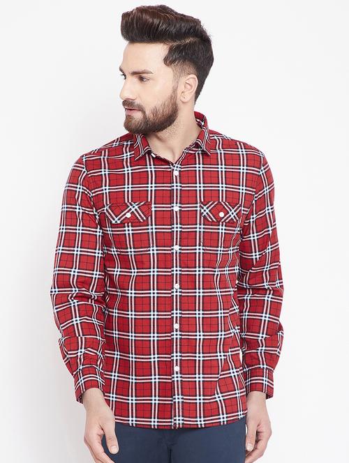 red checkered casual shirt - 15916836 - Standard Image - 0
