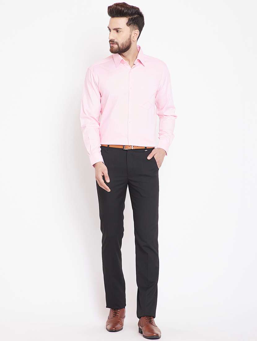 pink solid formal shirt - 15916853 - Standard Image - 3