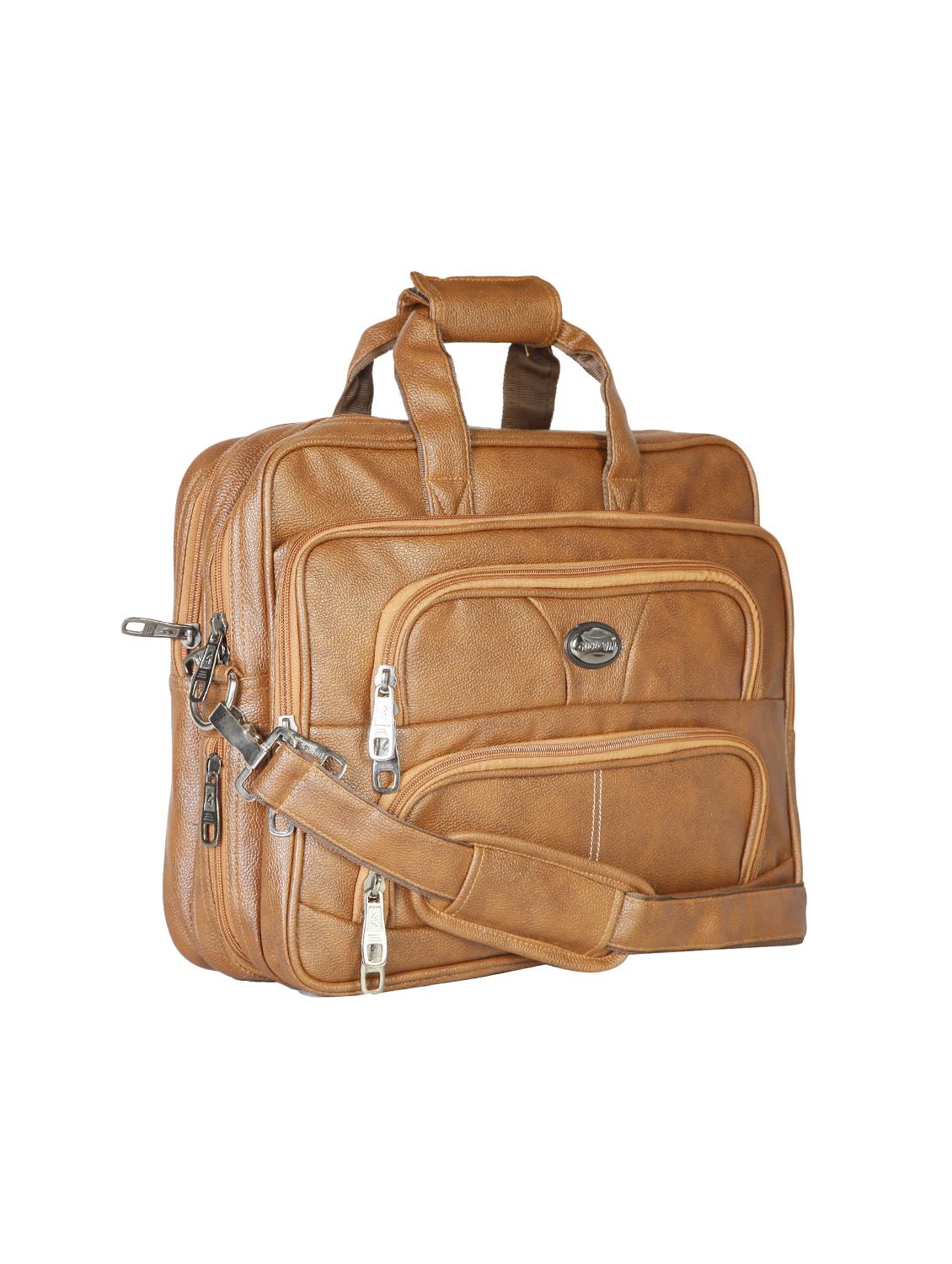tan leatherette laptopbag - 15918455 - Standard Image - 3